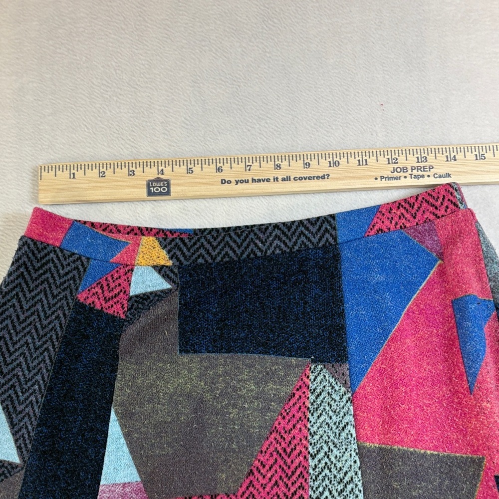 Multicolor Patchwork A-Line Wool Blend Skirt - image 3